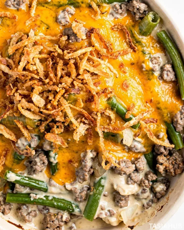 Ground Beef Green Bean Casserole dish