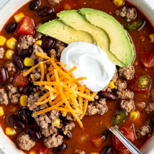 Ground Beef Taco Soup bowl