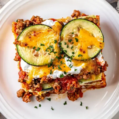 Ground Beef Zucchini Casserole dish