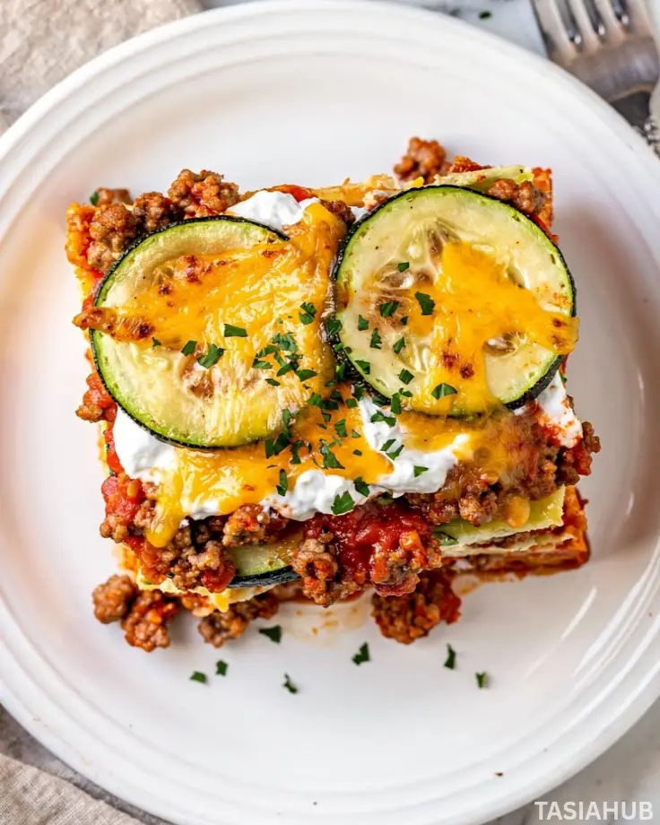 Ground Beef Zucchini Casserole dish