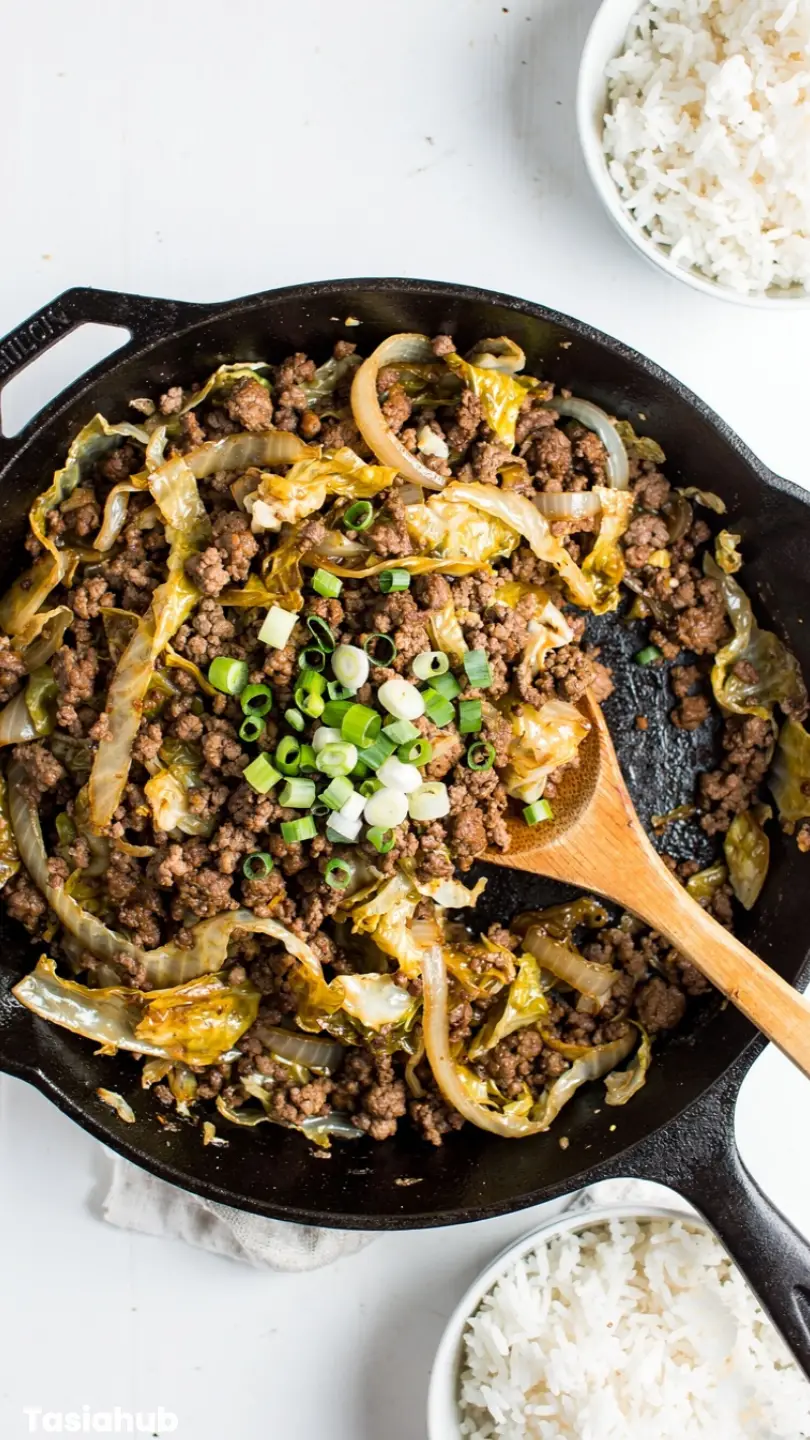 Mongolian Ground Beef And Cabbage