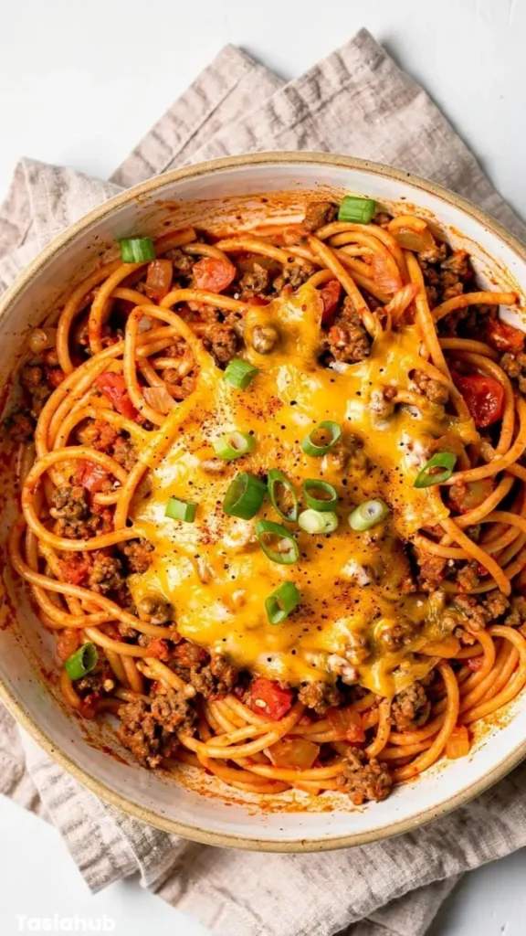 One Pot Taco Spaghetti recipe
