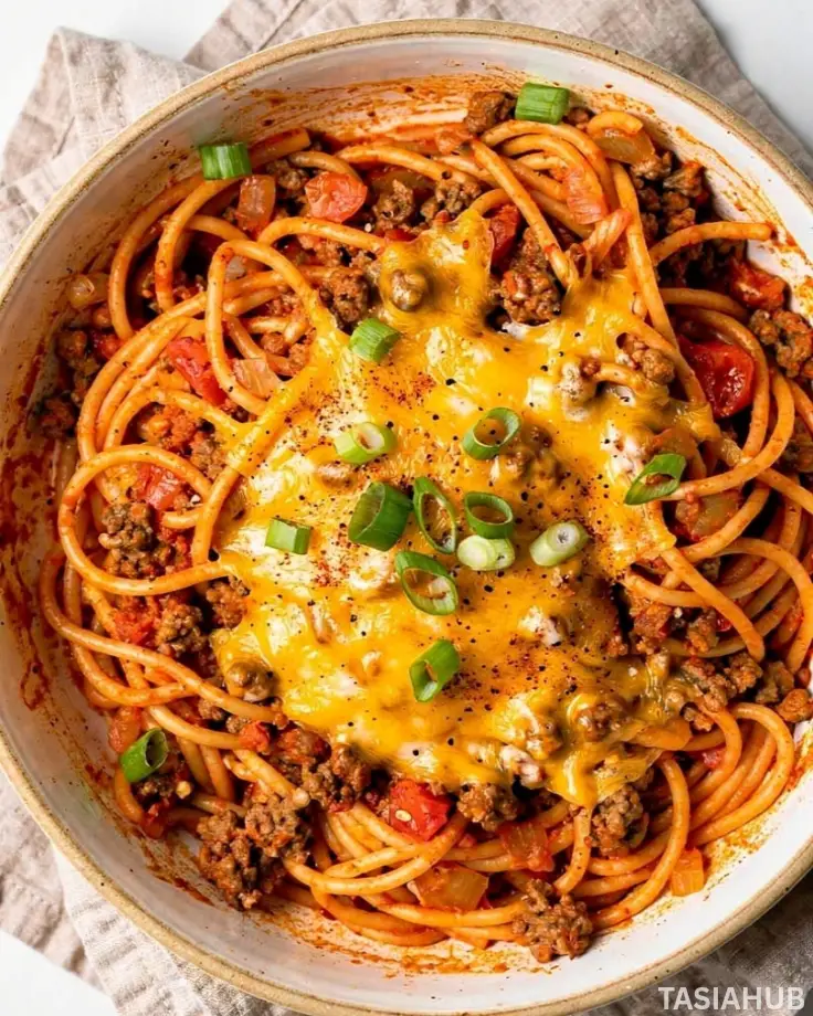 One Pot Taco Spaghetti