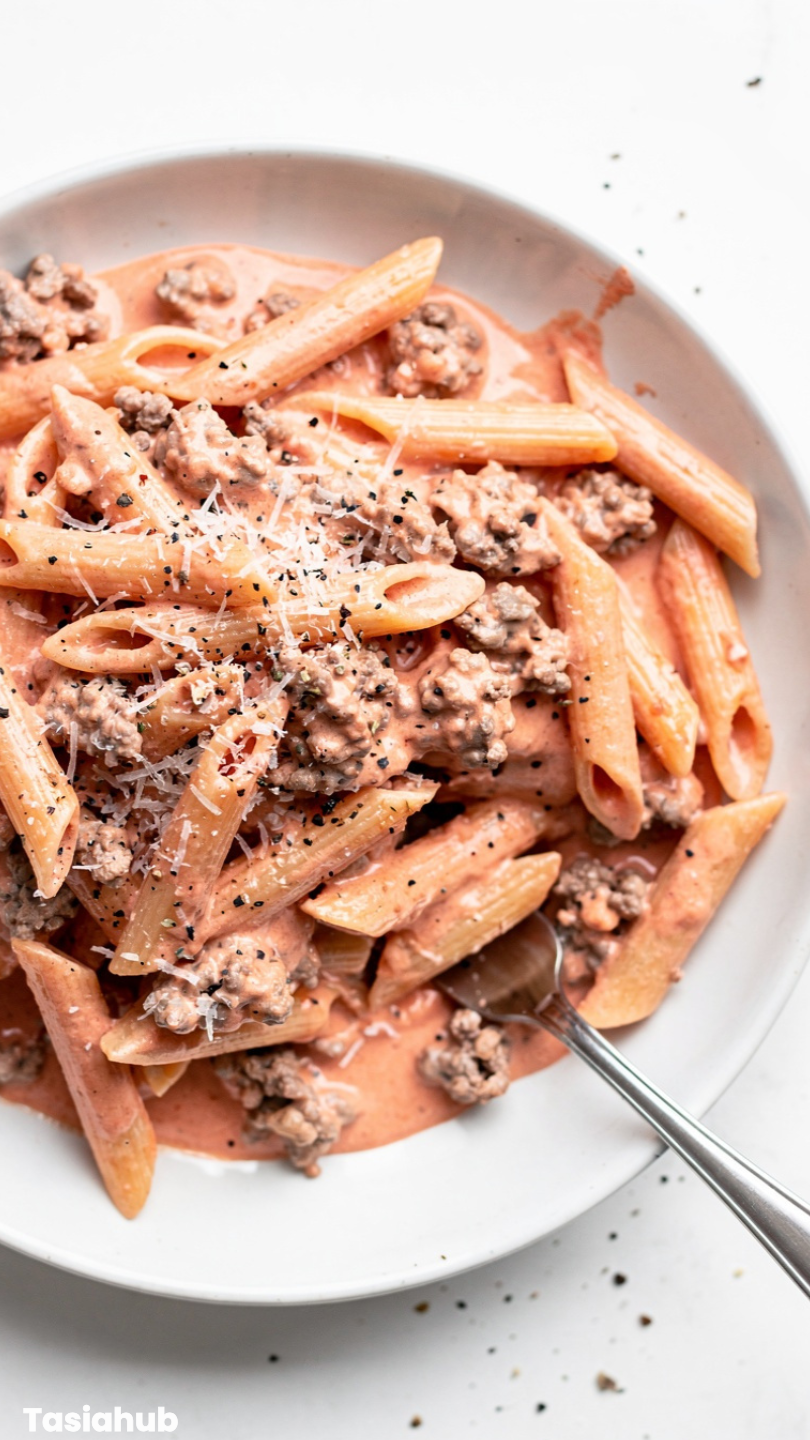 Vodka Sauce Pasta With Ground Beef