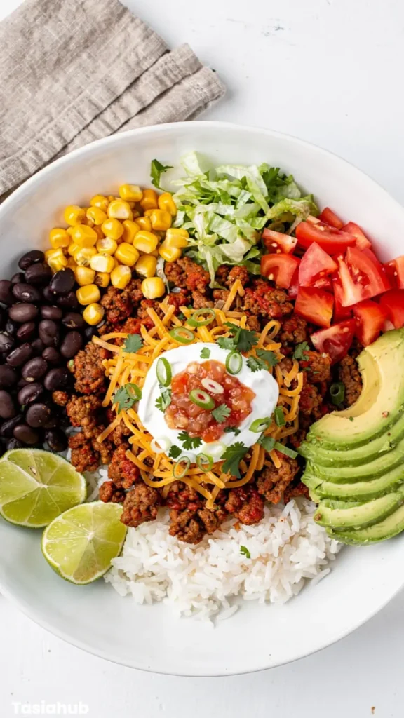 ground beef Taco Rice Bowl recipe