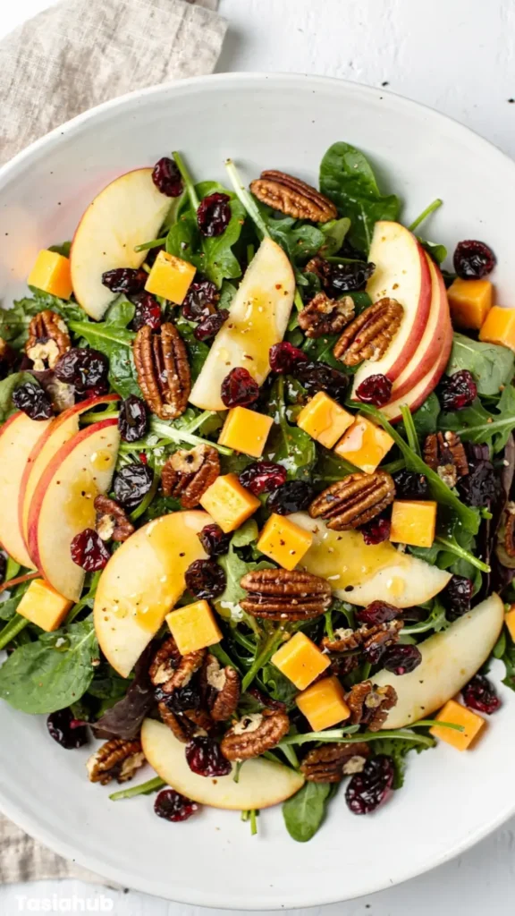 Fall Apple Salad With Cheddar And Candied Pecans